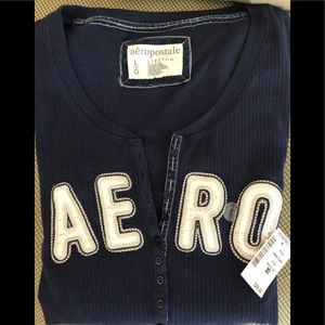 Aeropostale Long Sleeve Navy Ribbed Shirt NWT